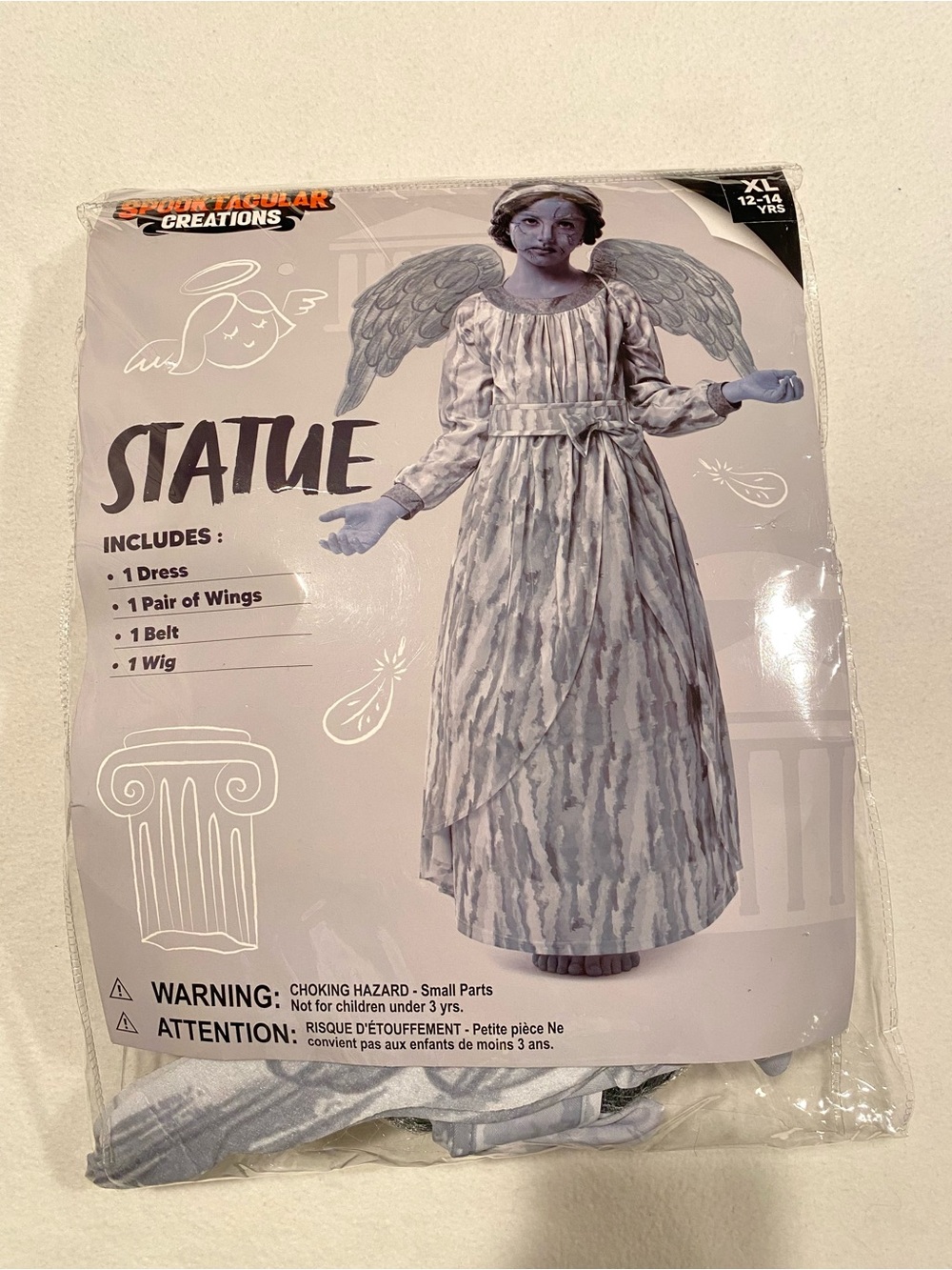 Spooktacular Creations Child Girl Angel Sculpture Statue Costume XL 12-14 Yrs